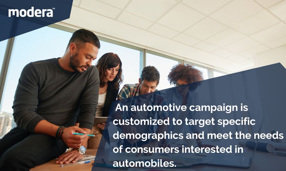 An automotive campaign is customized to target specific demographics and meet the needs of consumers interested in automobiles.