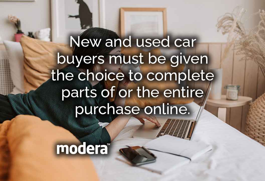 Buyers must be given the choice to complete parts of or the entire purchase online.