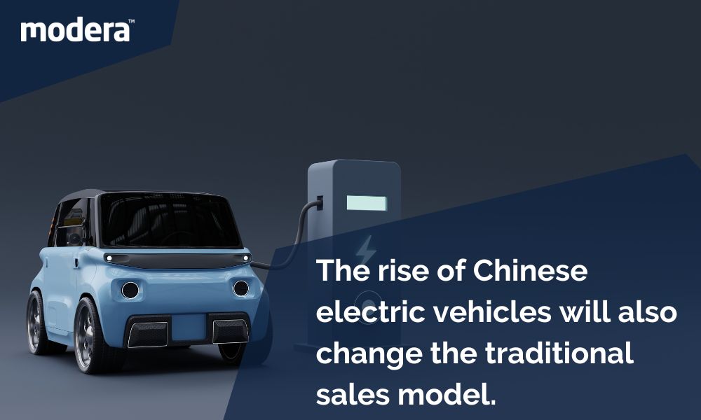 The rise of Chinese electric vehicles will also change the traditional sales model.